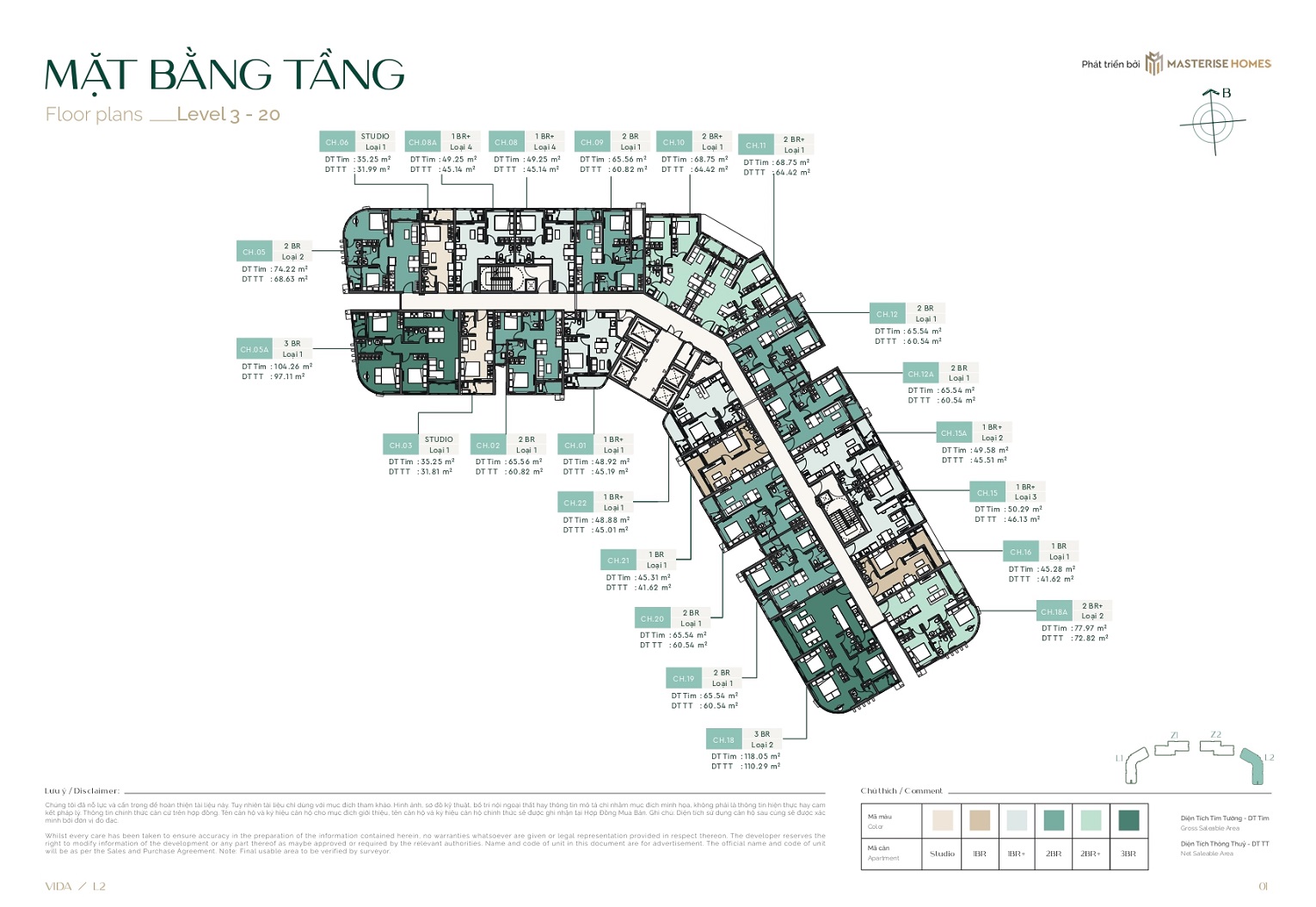 Mặt bằng tầng 3-20 tòa L2 dự án Lumiere SpringBay