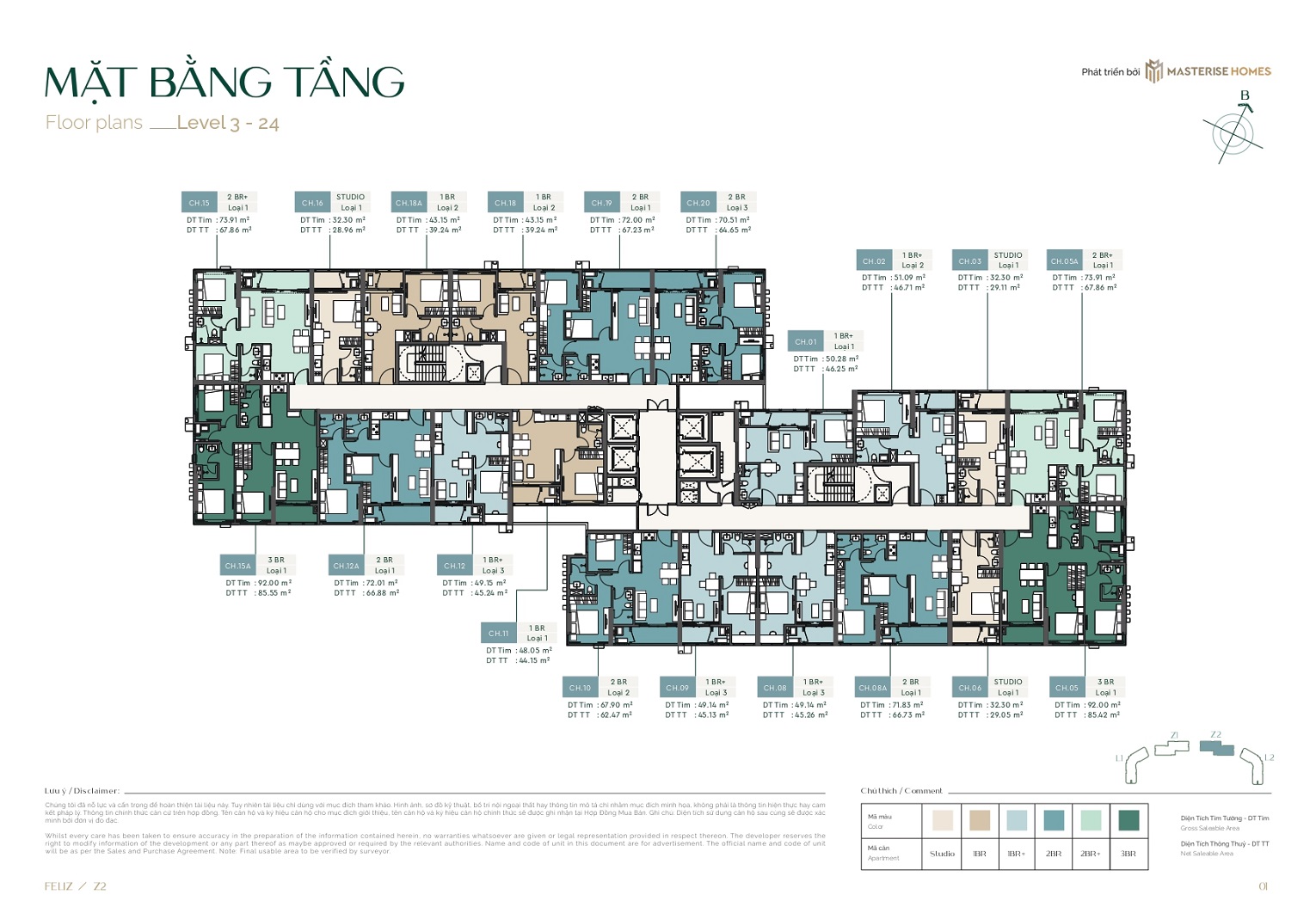 Mặt bằng tầng 3-24 tòa Z2 dự án Lumiere SpringBay